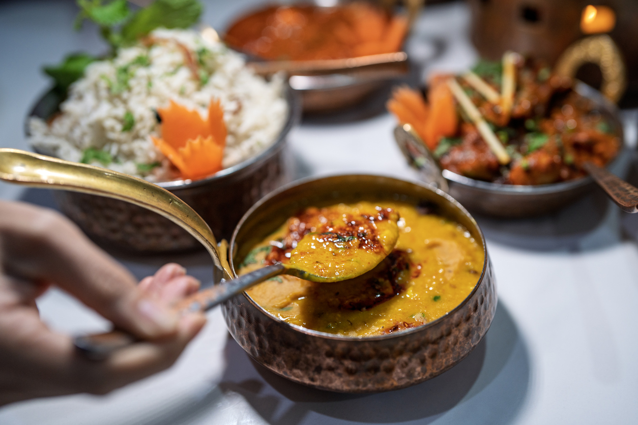 Plats indiens servis au restaurant Namaste India à Liège